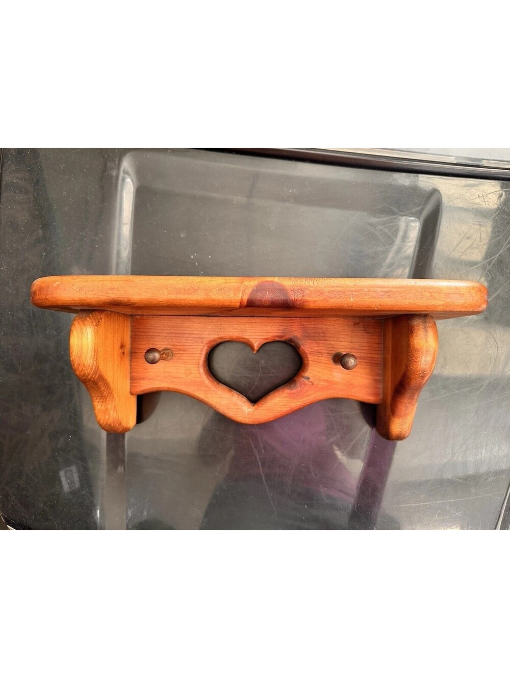 Vintage Wooden Heart Cutout Hanging Shelf  Cottagecore Farmhouse Country 12”